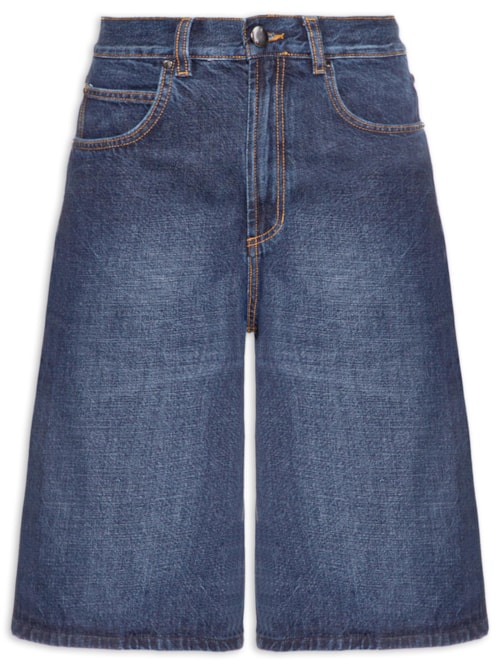 Bermuda Feminina Jeans Reta Basic - Azul