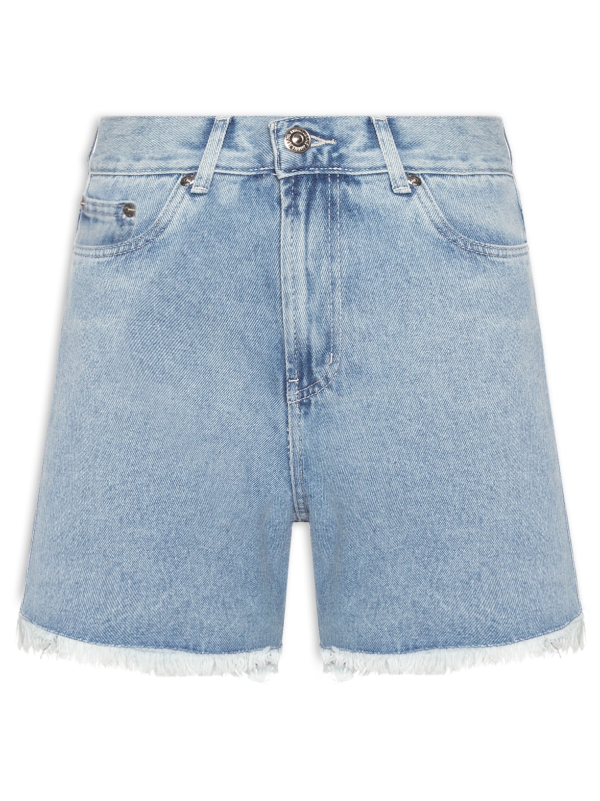 Bermuda Feminina Jeans Trapézio Rasgos Barra Azul Animale Jeans