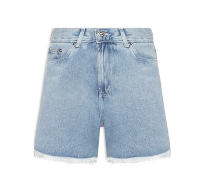 Bermuda Feminina Jeans Trapézio Rasgos Barra - Azul