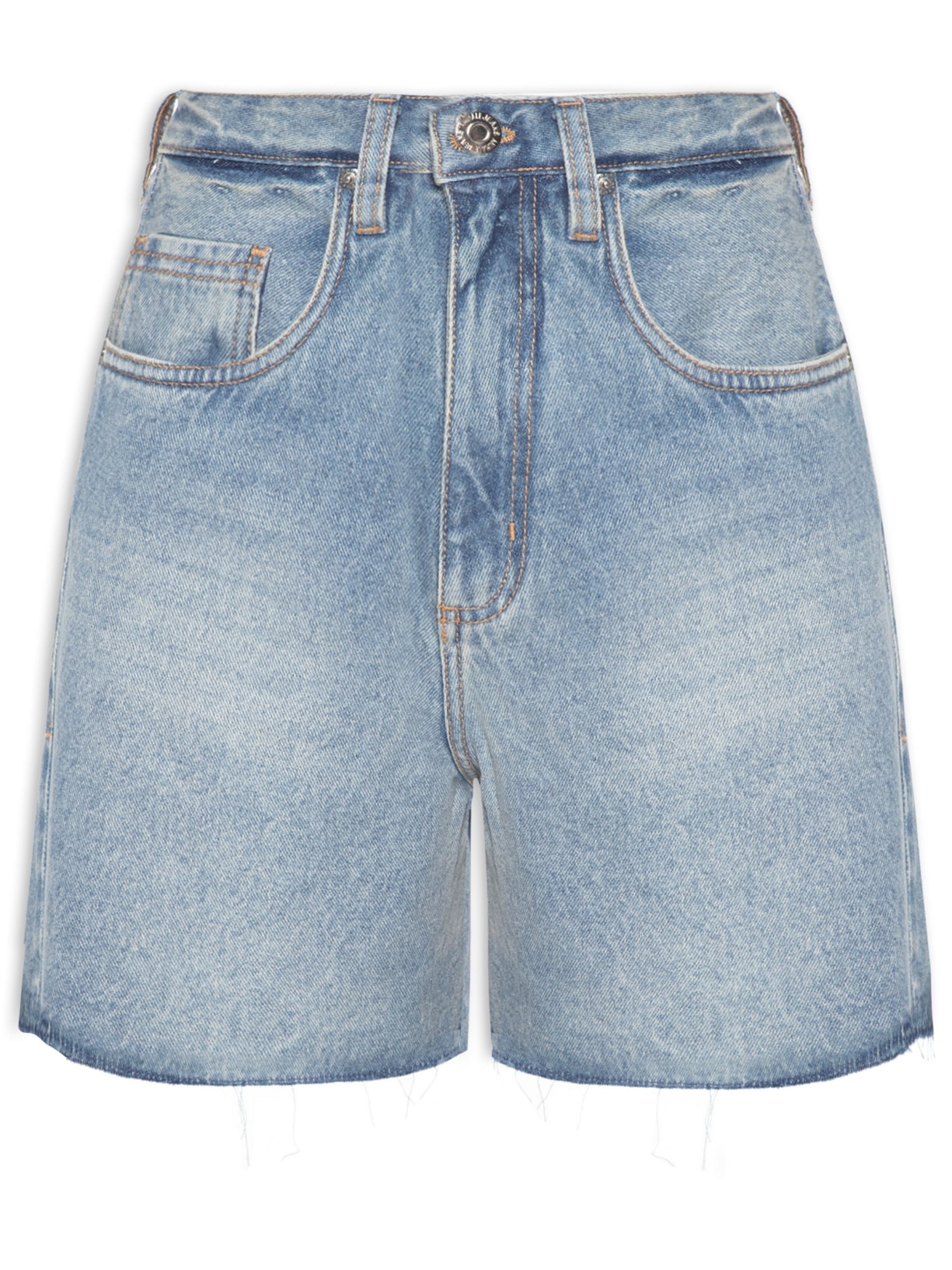 Bermuda Feminina Jeans Trapézio Stoned - Azul