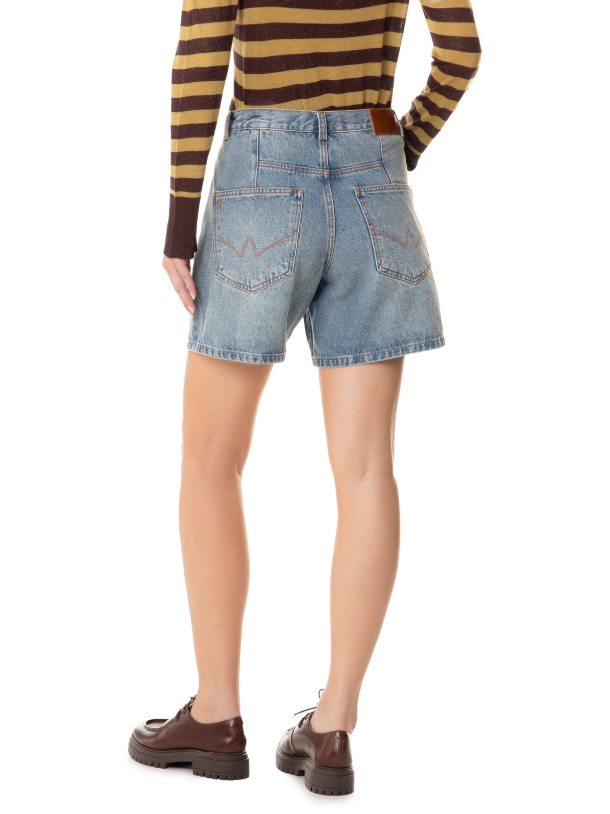 Bermuda Feminina Jeans Trapézio Vintage Azul Animale Jeans