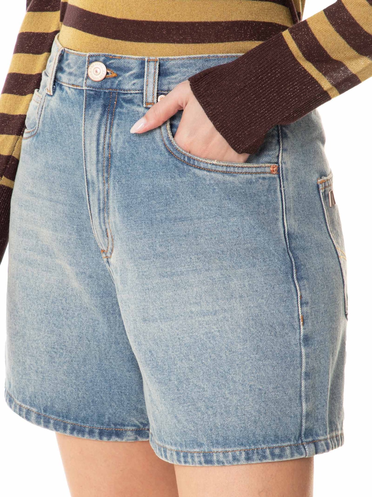 Bermuda Feminina Jeans Trapézio Vintage Azul Animale Jeans