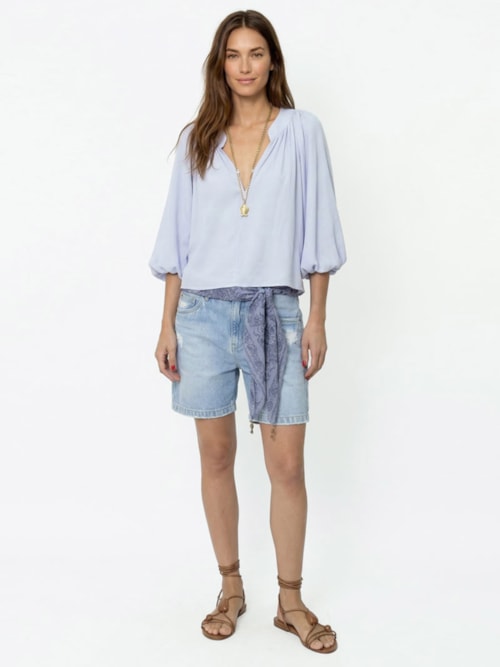 Bermuda Feminina Jeans Vintage - Azul