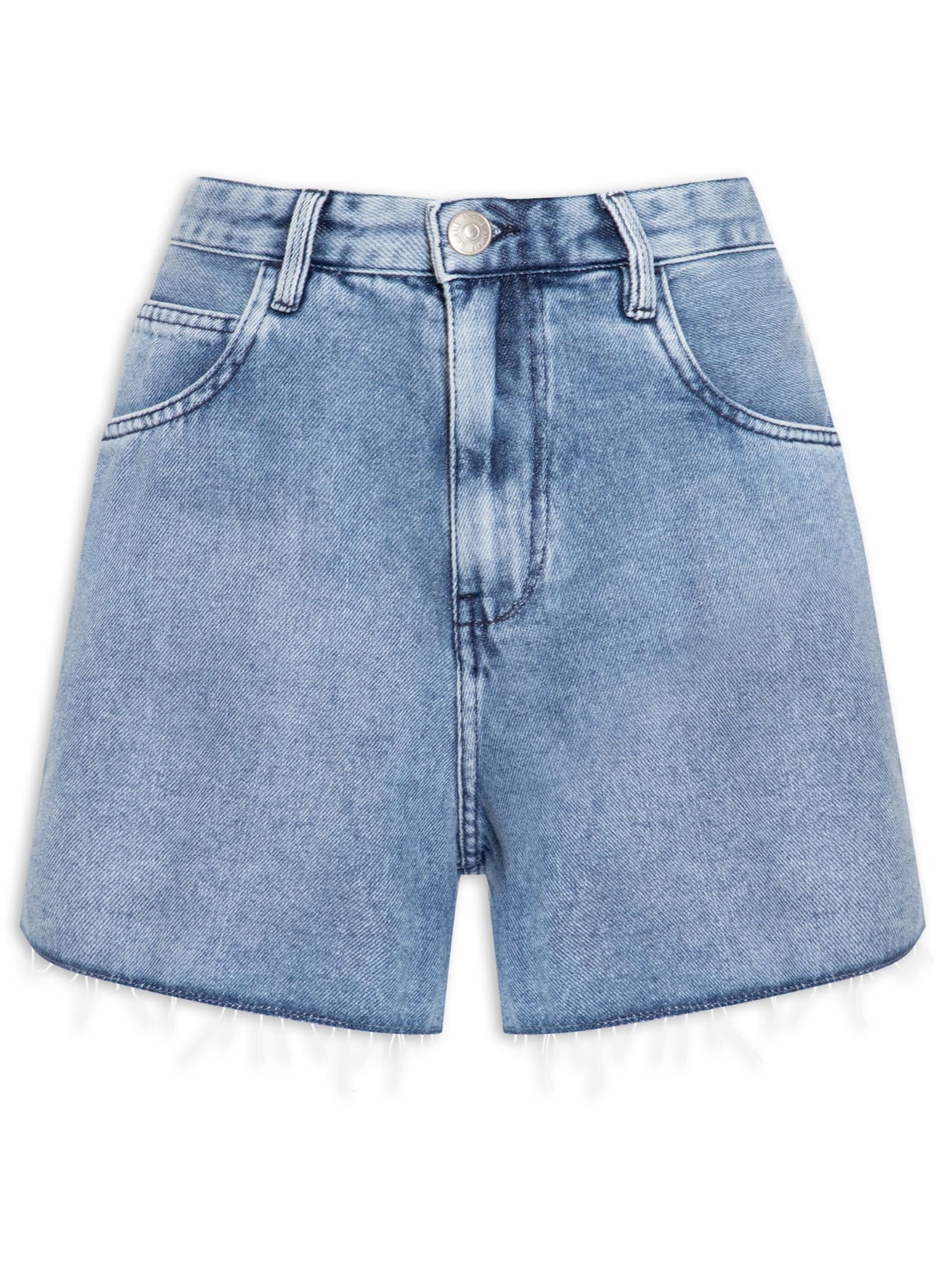 Bermuda Feminina Jeans Wide Acid Wash Liocel - Azul