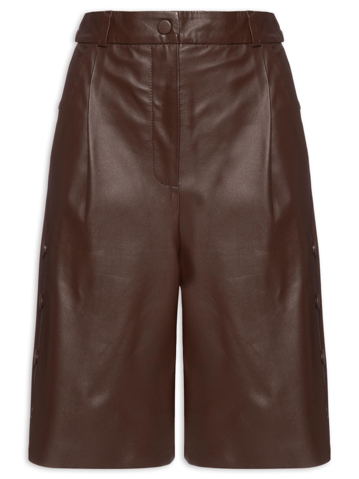 Bermuda Feminina Jolene Couro Marrom Le Lis