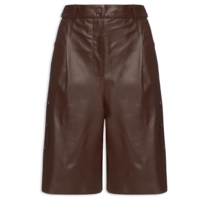 Bermuda Feminina Jolene Couro - Marrom