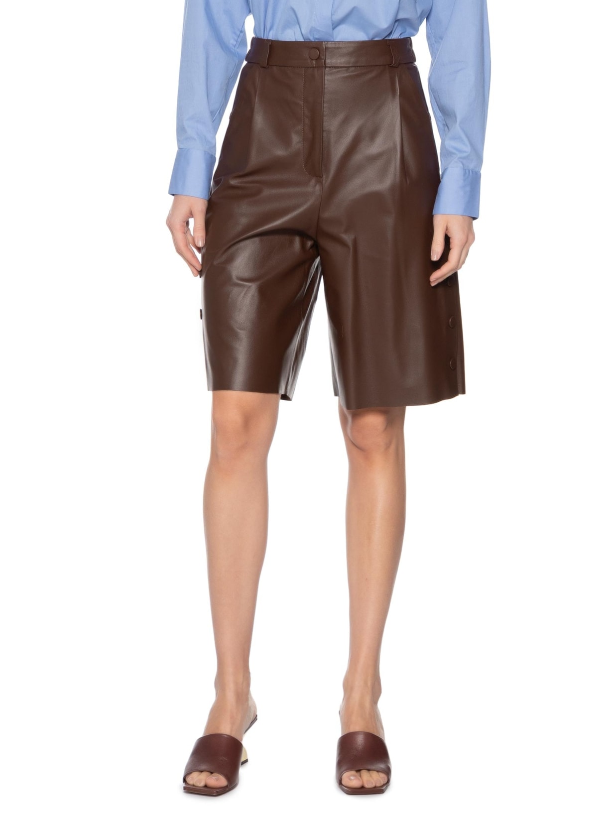 Bermuda Feminina Jolene Couro Marrom Le Lis