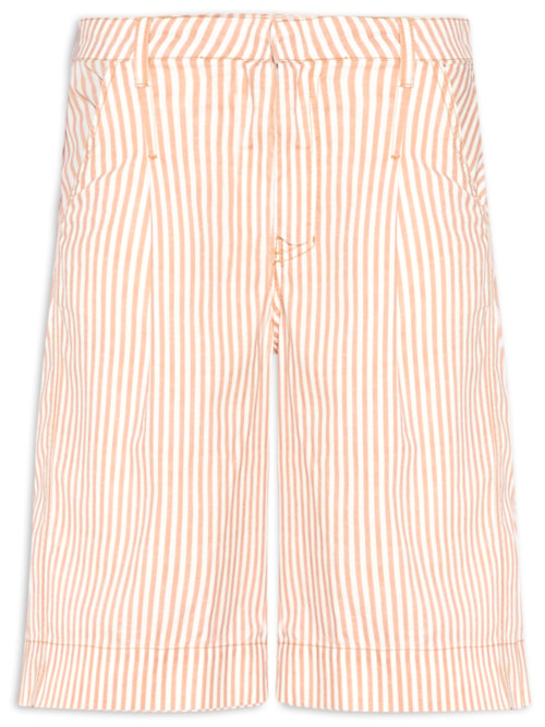 Bermuda Feminina Jorts Sarja Mix Listras - Vermelho