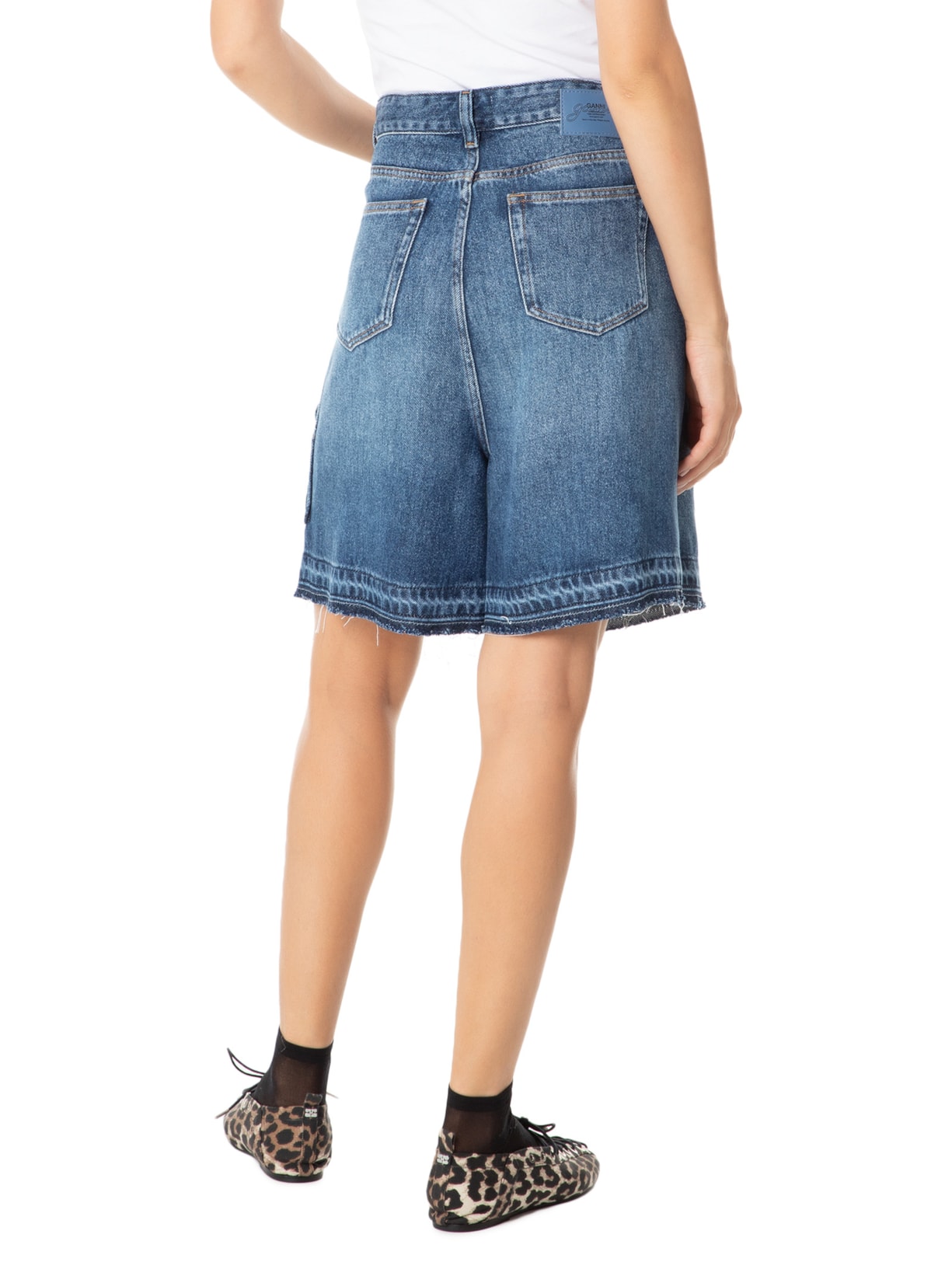 Bermuda Feminina Light Denim Shorts Azul Ganni