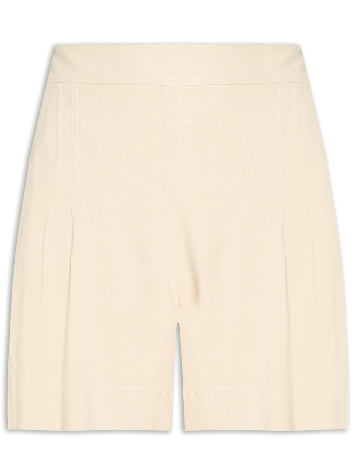 Bermuda Feminina Linho Pregas - Bege