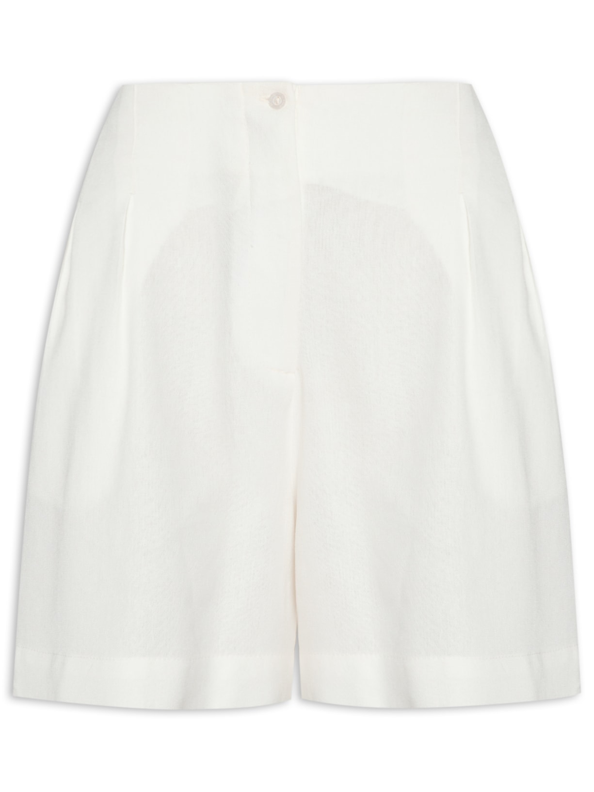 Bermuda Feminina Linho Pregas - Branco