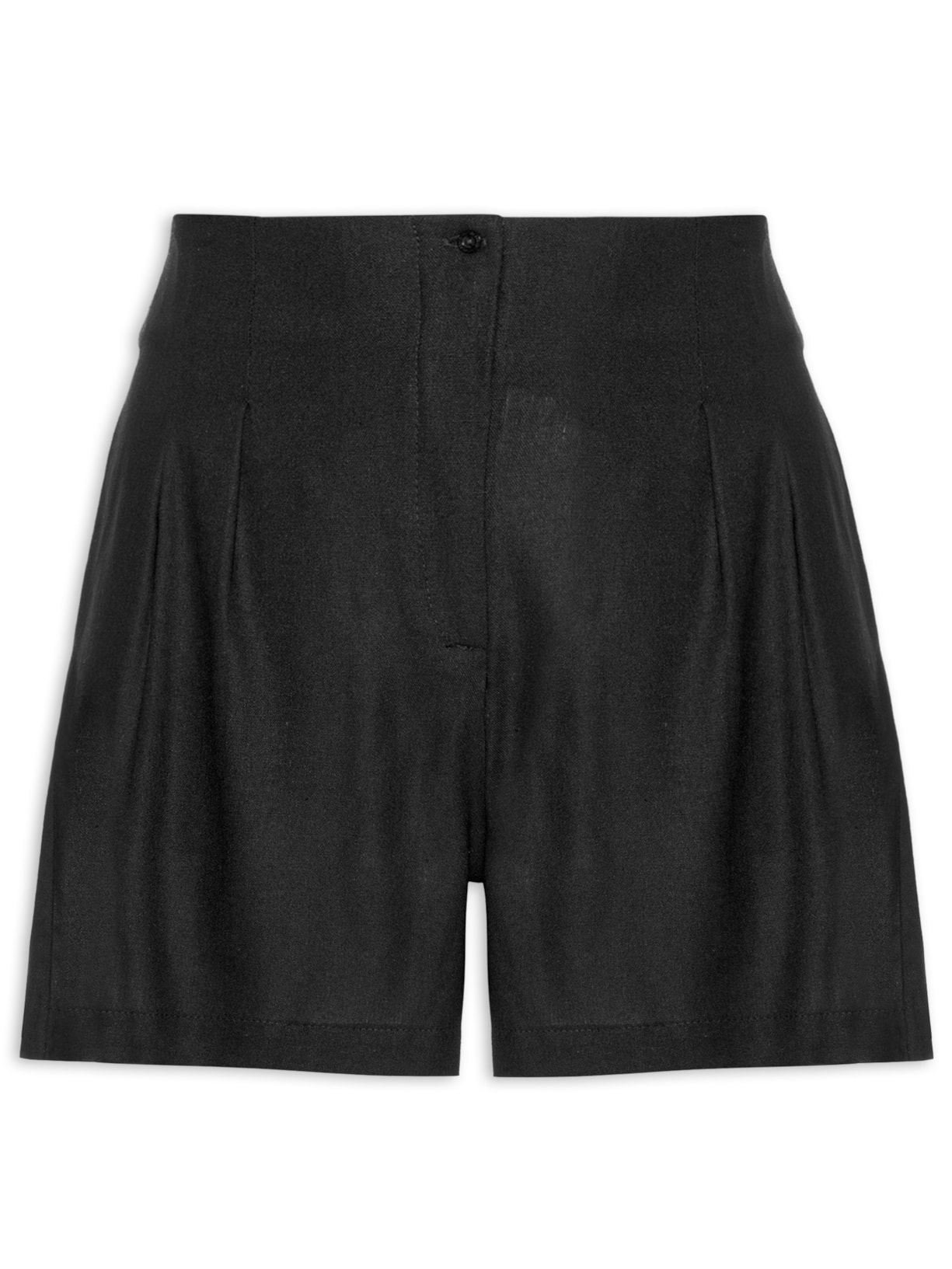 Bermuda Feminina Linho Pregas - Preta