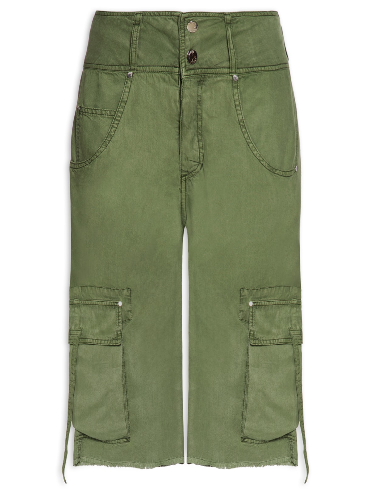 Bermuda Feminina Loose Tencel Confrei Verde Animale