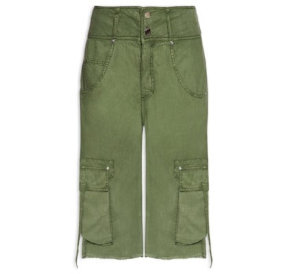 Bermuda Feminina Loose Tencel Confrei - Verde