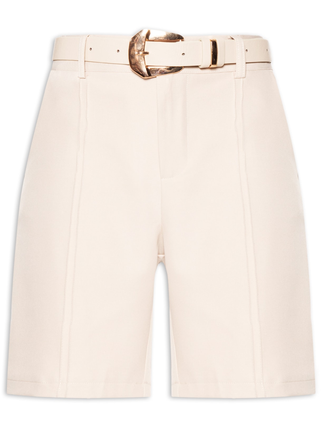 Bermuda Feminina Nervuras com Cinto - Off White