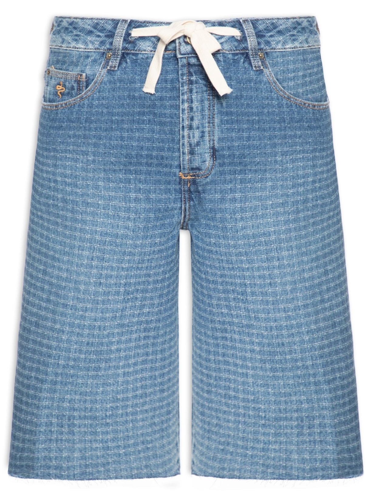 Bermuda Feminina Philippa Waffle Blue Azul Bo.bô
