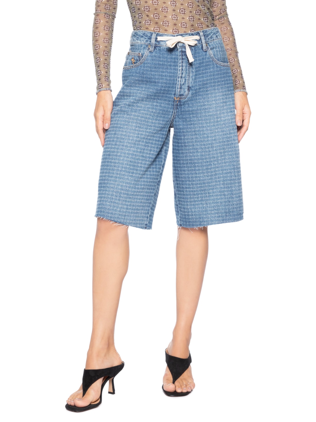 Bermuda Feminina Philippa Waffle Blue Azul Bo.bô