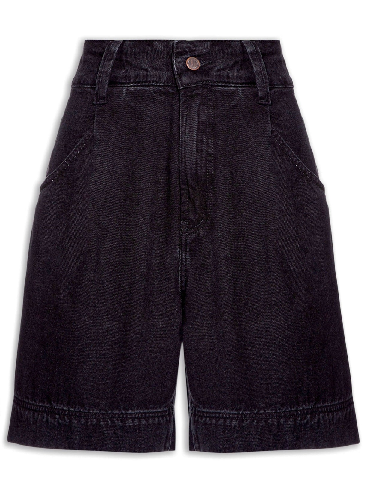 Bermuda Feminina Prega - Preto