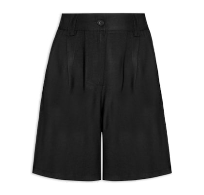 Bermuda Feminina Reta Com Bolso - Preto