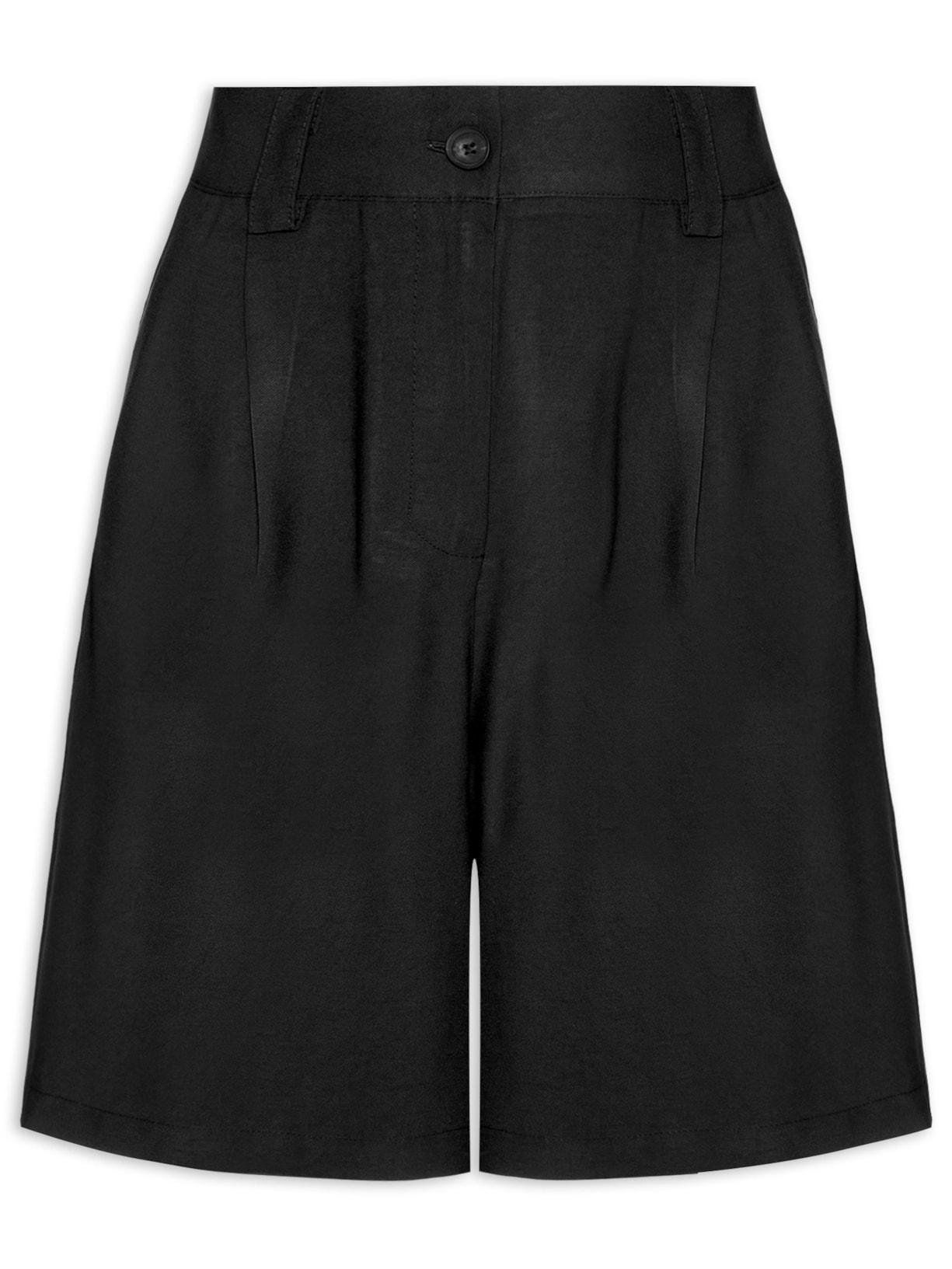 Bermuda Feminina Reta Com Bolso - Preto