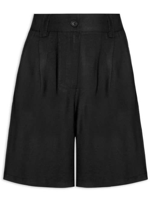 Bermuda Feminina Reta Com Bolso - Preto