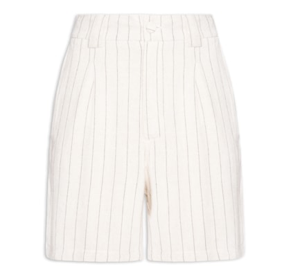 Bermuda Feminina Risca De Giz Com Linho - Bege