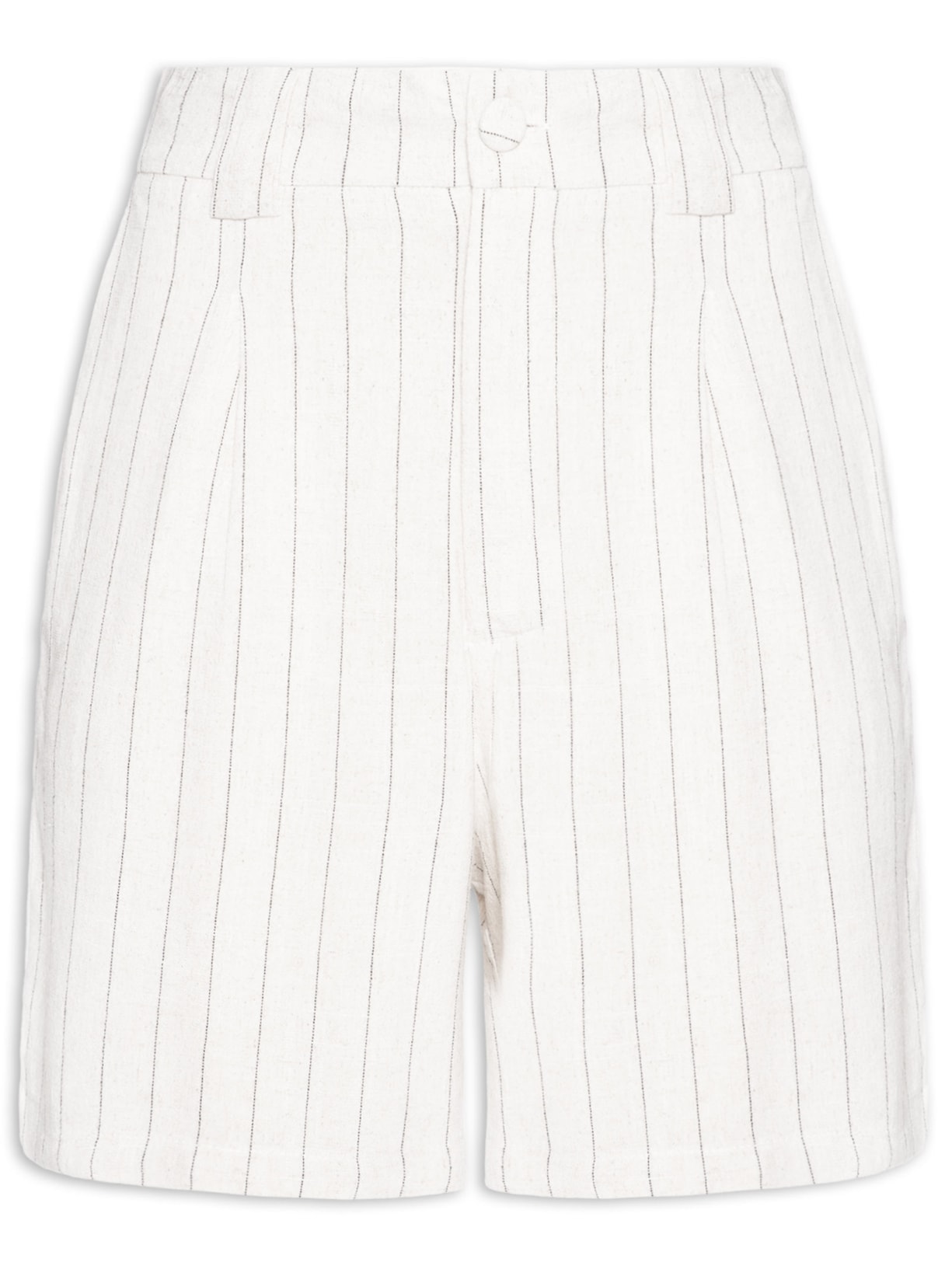 Bermuda Feminina Risca De Giz Com Linho Branco Basiq