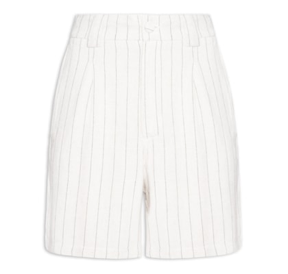Bermuda Feminina Risca De Giz Com Linho - Branco