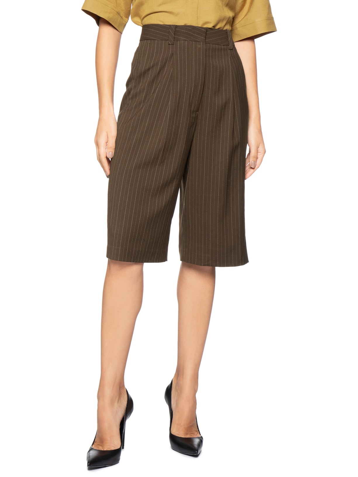 Bermuda Feminina Riscas Marrom Animale