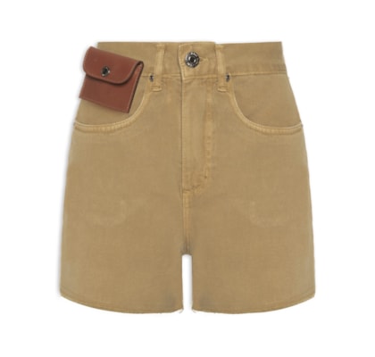 Bermuda Feminina Sarja Basic Com Bolso De Couro - Verde