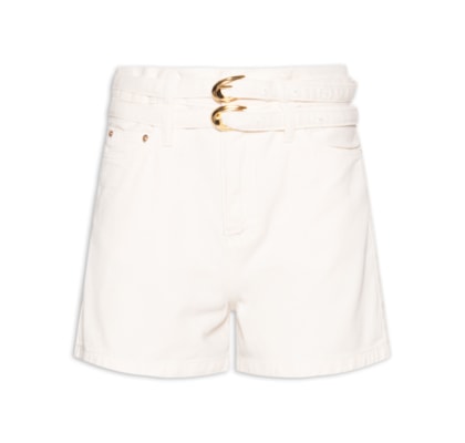 Bermuda Feminina Sarja Basic Double Cinto - Branco