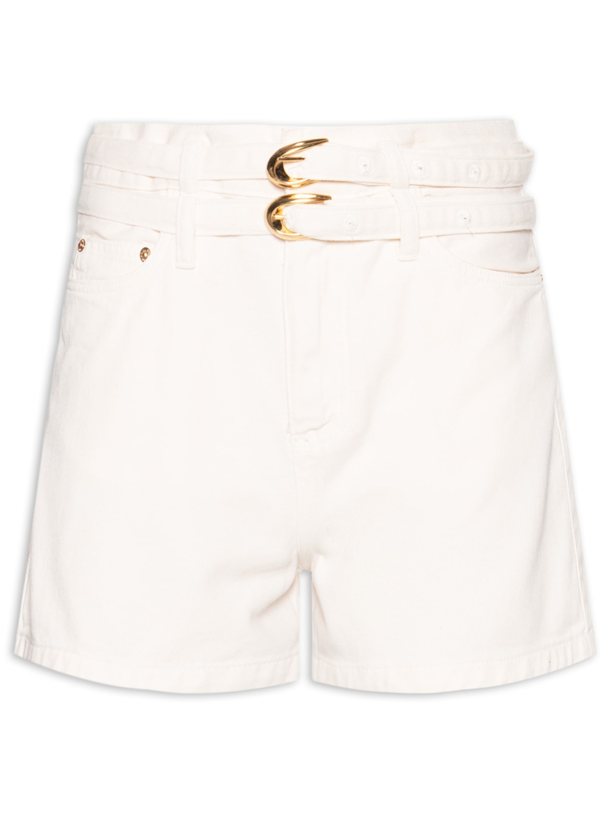 Bermuda Feminina Sarja Basic Double Cinto - Branco