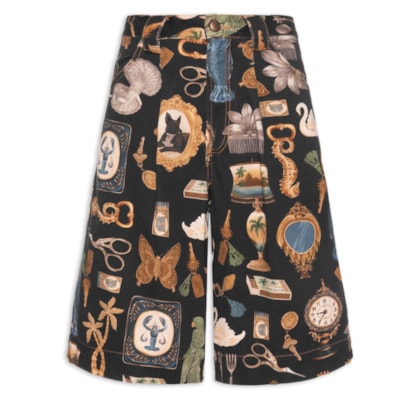 Bermuda Feminina Sarja Bibelô - Preto