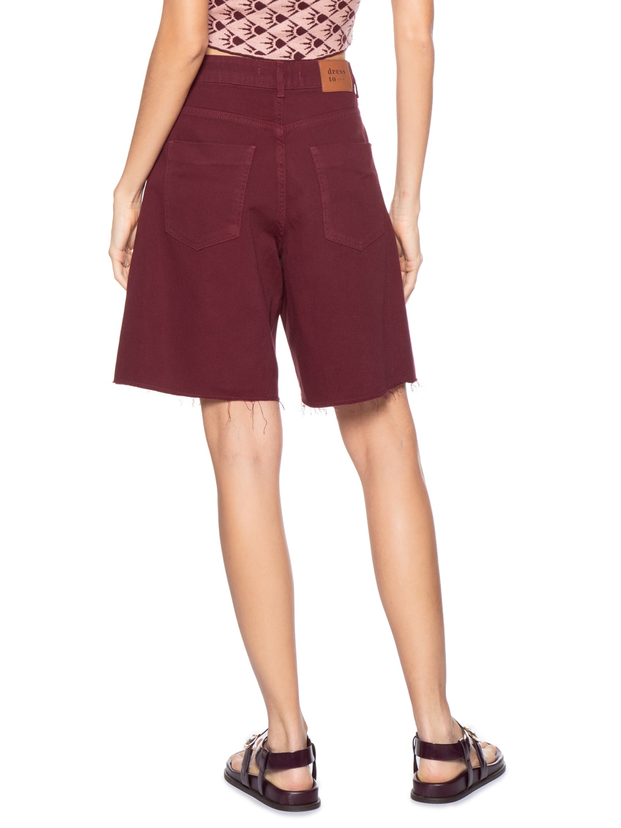 Bermuda Feminina Sarja Costura Deslocada Vermelho Dress To