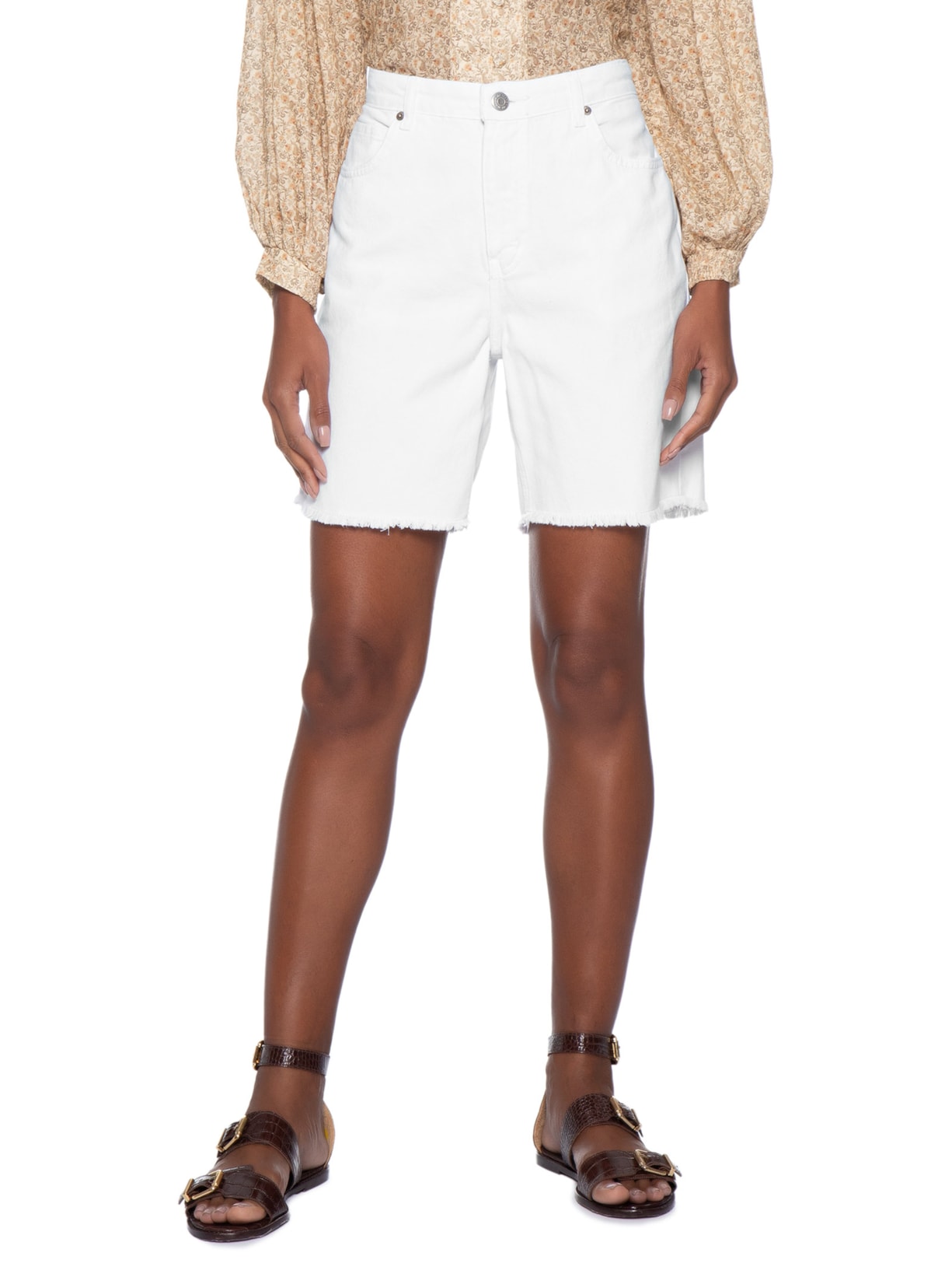 Bermuda Feminina Sarja Five Pockets Branco Maria Filó