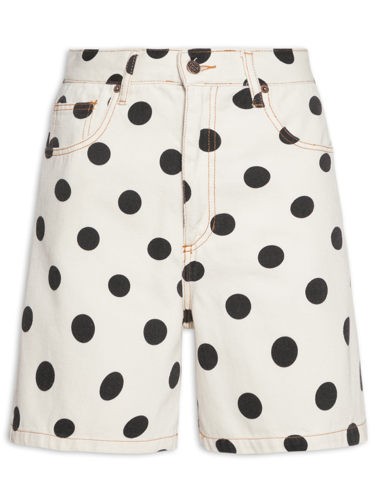 Bermuda Feminina Sarja Poá Bolinha - Off White