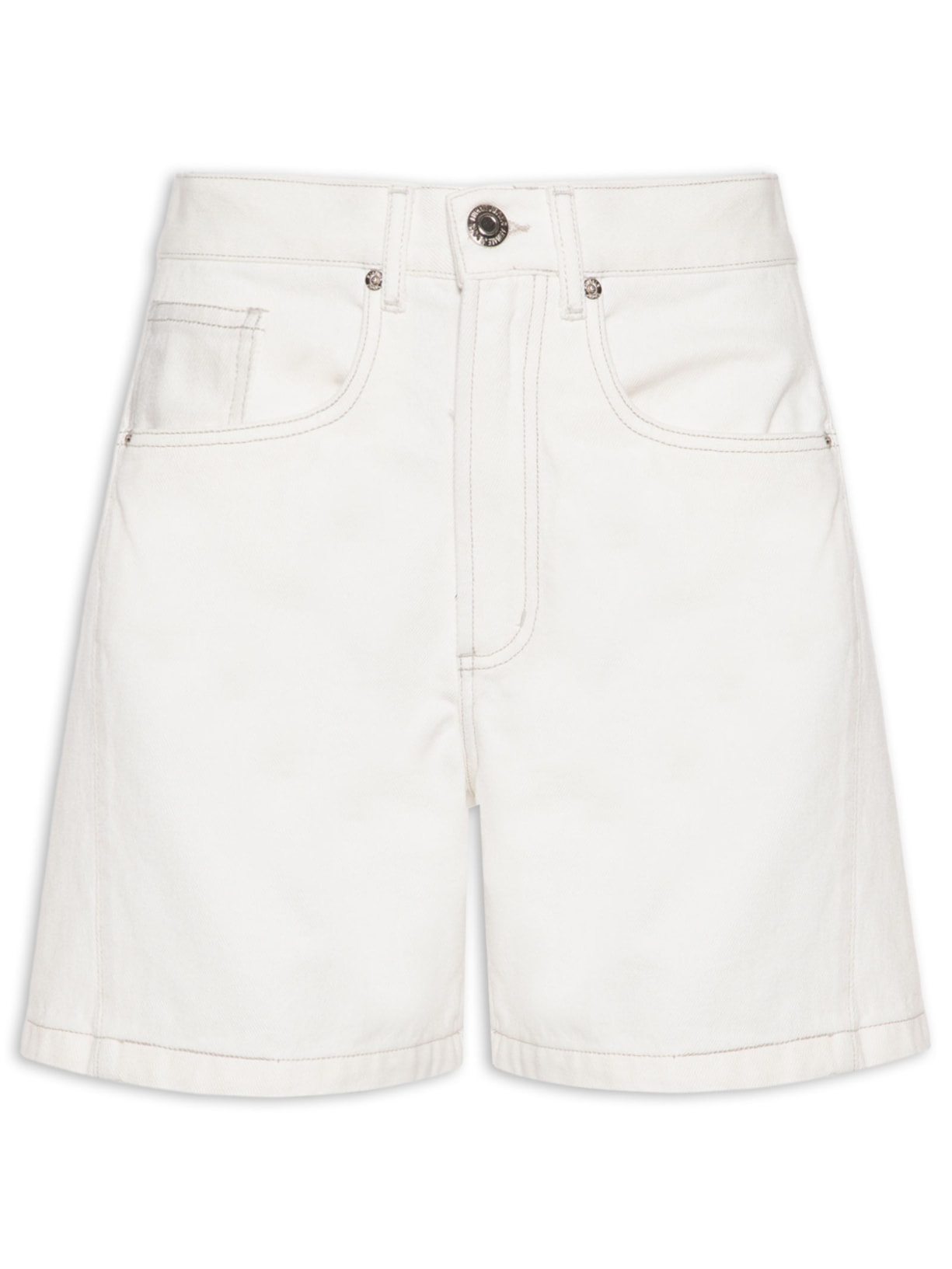 Bermuda Feminina Sarja Prega Lateral Branco Animale Jeans
