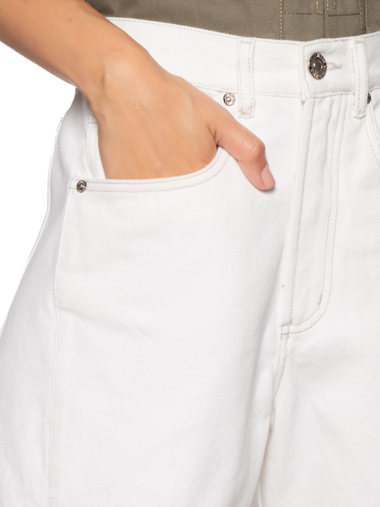Bermuda Feminina Sarja Prega Lateral Branco Animale Jeans