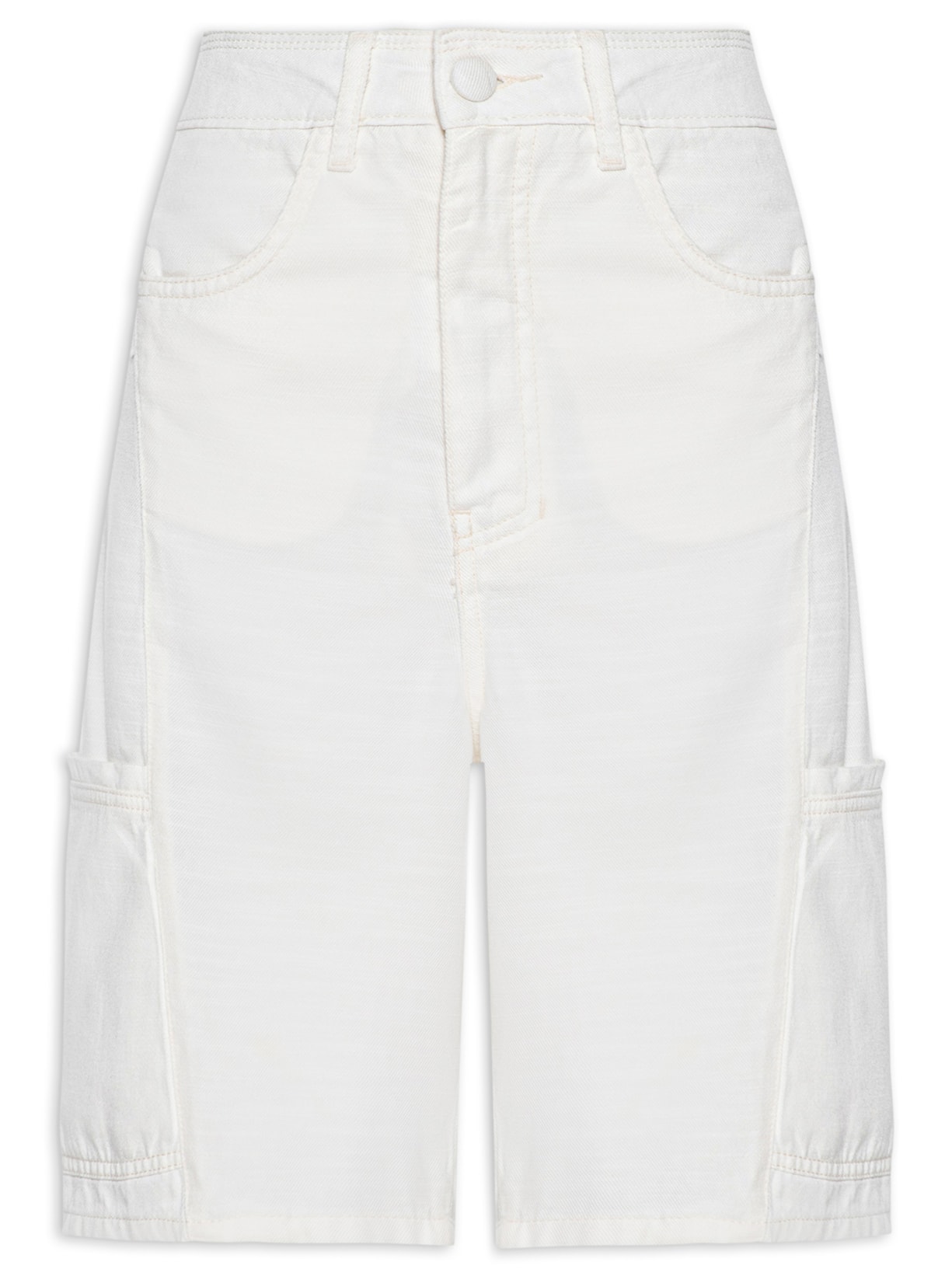 Bermuda Feminina Sarja Recortes - Off White