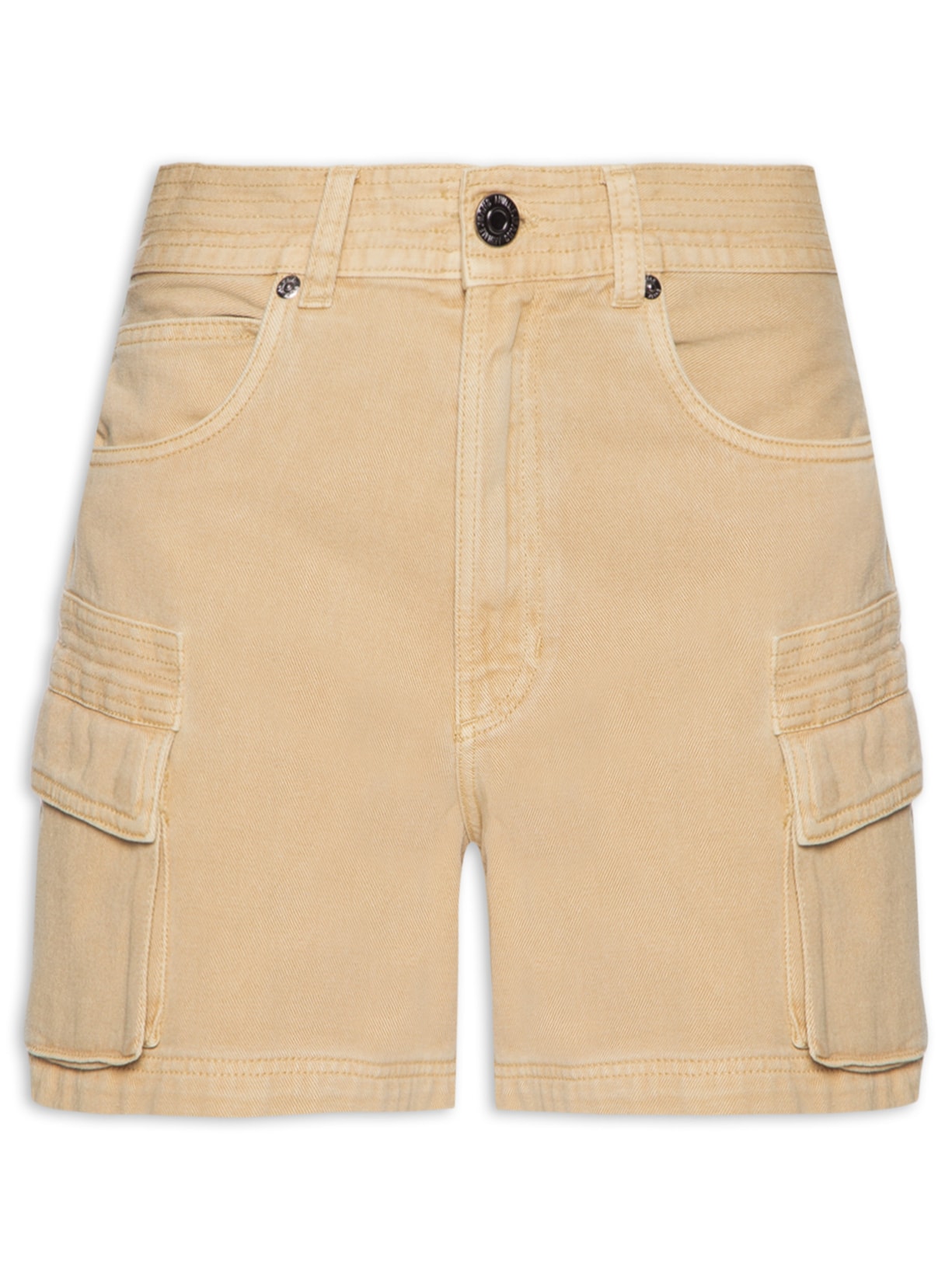 Bermuda Feminina Sarja Trapézio Cargo - Bege