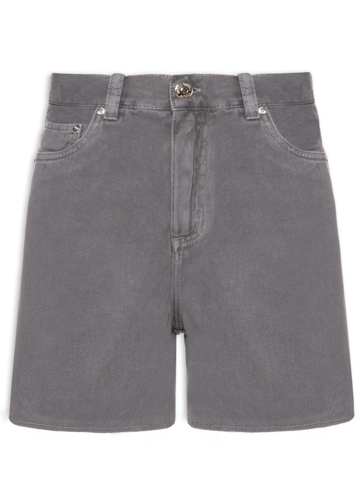 Bermuda Feminina Sarja Trapézio Stoned Cinza Animale Jeans