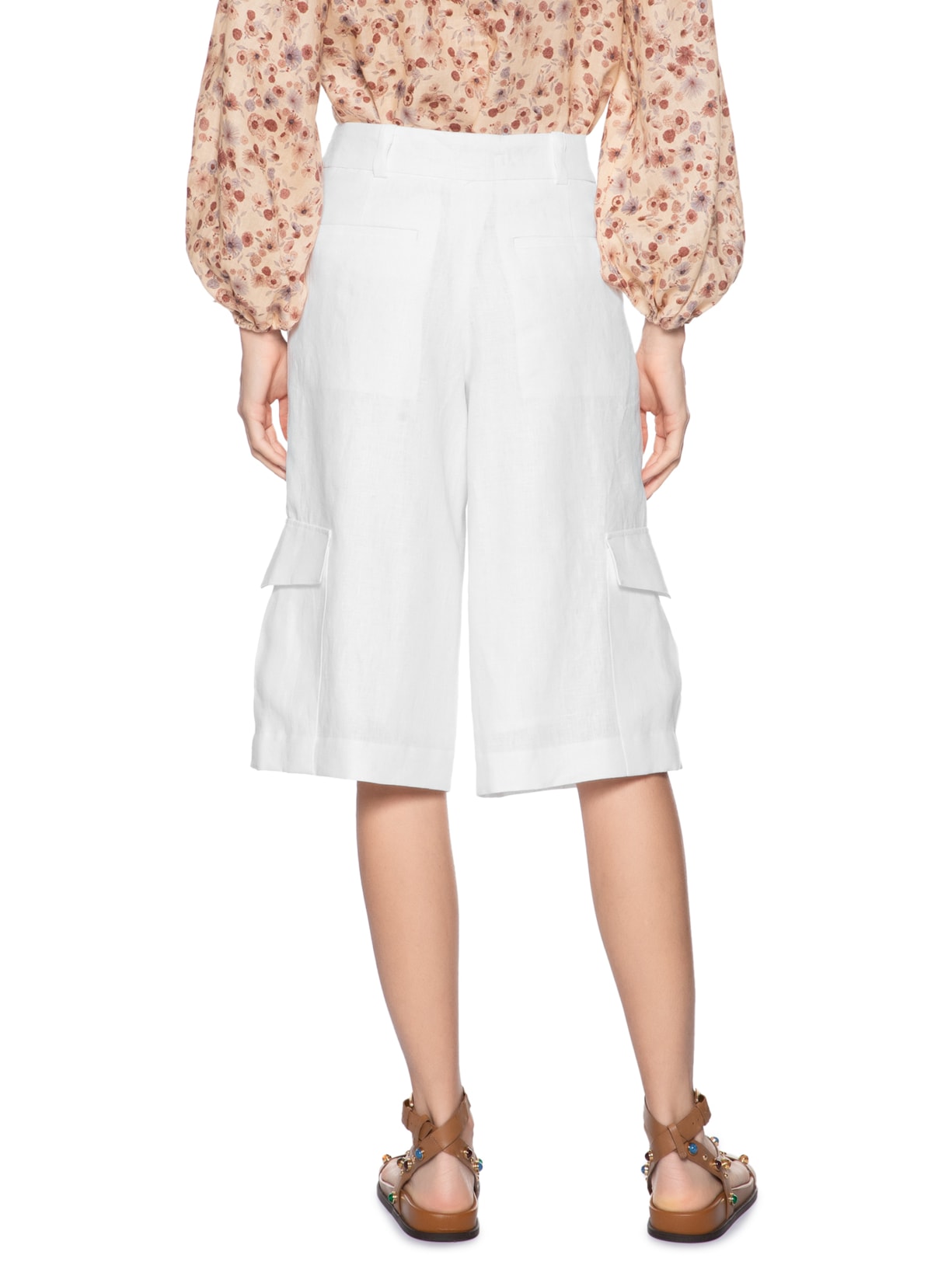 Bermuda Feminina Utilitário Linho Branco Maria Filó