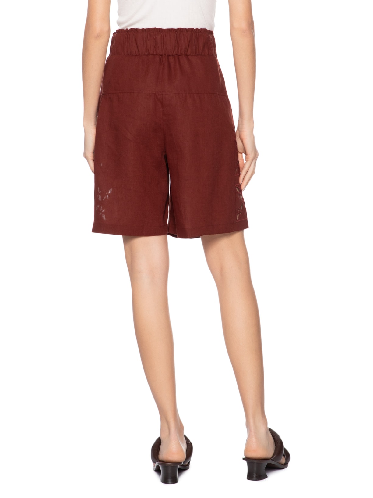 Bermuda Feminina Vórtice Linho Vinho A.niemeyer