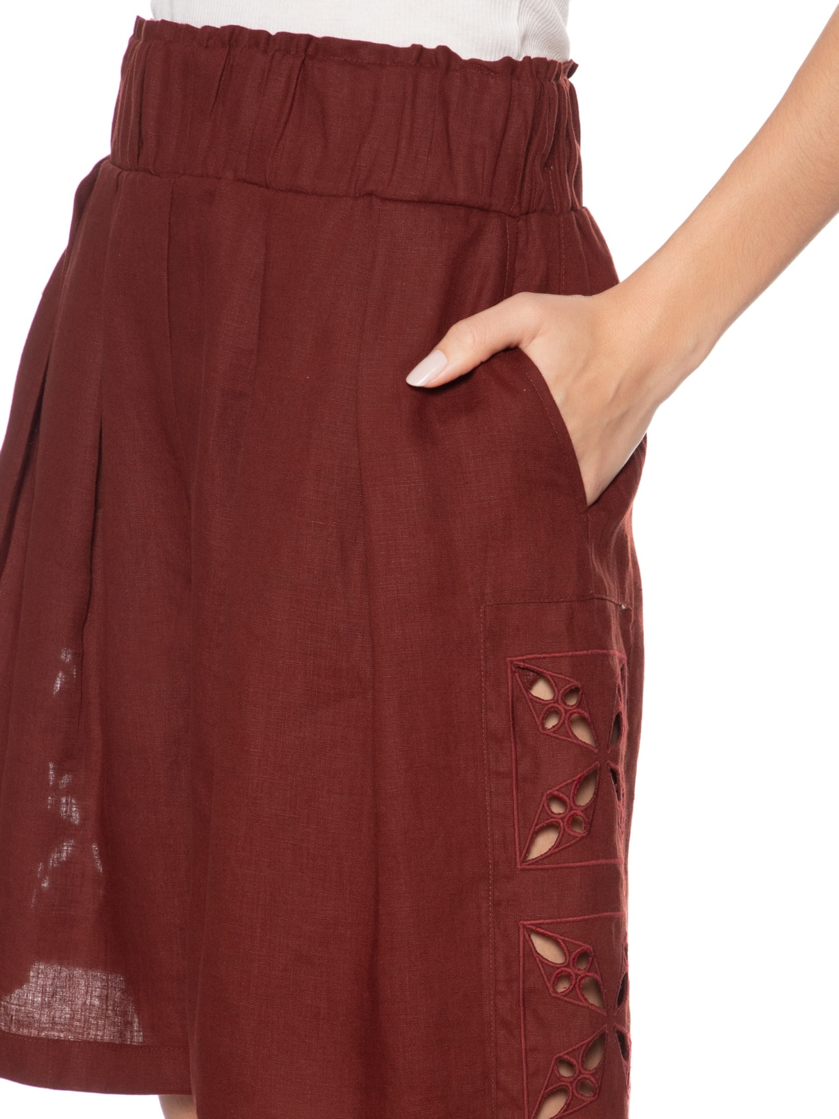 Bermuda Feminina Vórtice Linho Vinho A.niemeyer