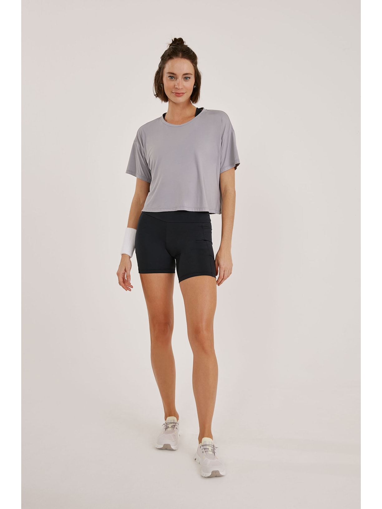 Bermuda Fitness Bolso Preta Soft Skin Lolli Yogini