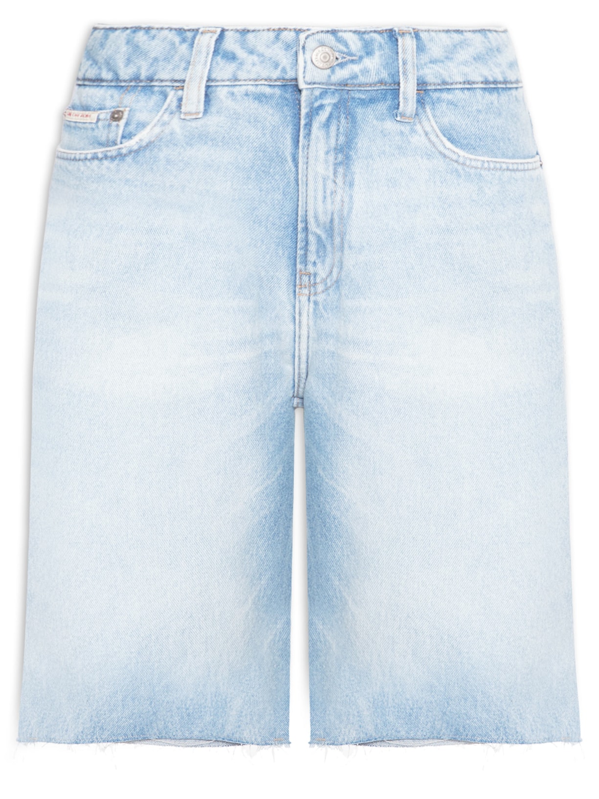 Bermuda Jeans Feminina Baggy Barras A Fio Azul Calvin Klein Jeans