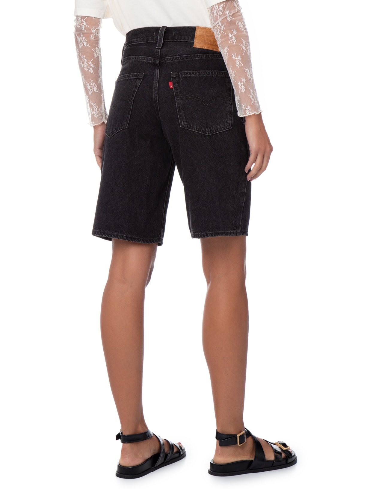 Bermuda Jeans Feminina Baggy Dad Jort Preto Levi's