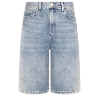 Bermuda Jeans Feminina Cintura Média Basic - Azul