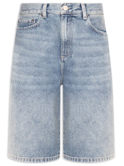Bermuda Jeans Feminina Cintura Média Basic - Azul