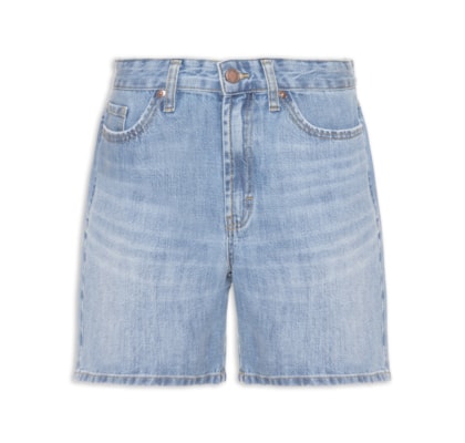 Bermuda Jeans Feminina Com Desgaste - Azul